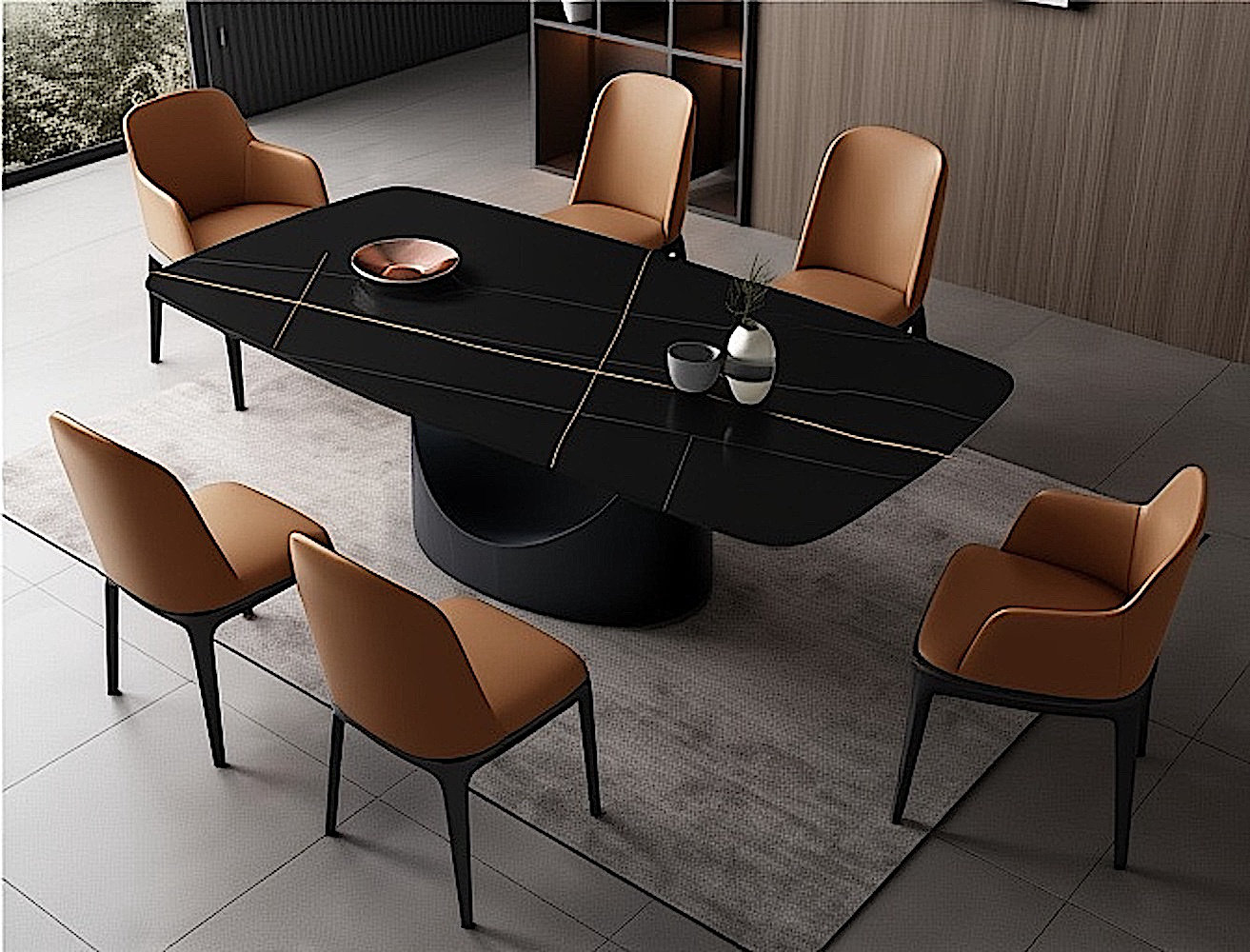 Brayden Studio® 63'' Modern Sintered Stone Dining Table for 6 with ...