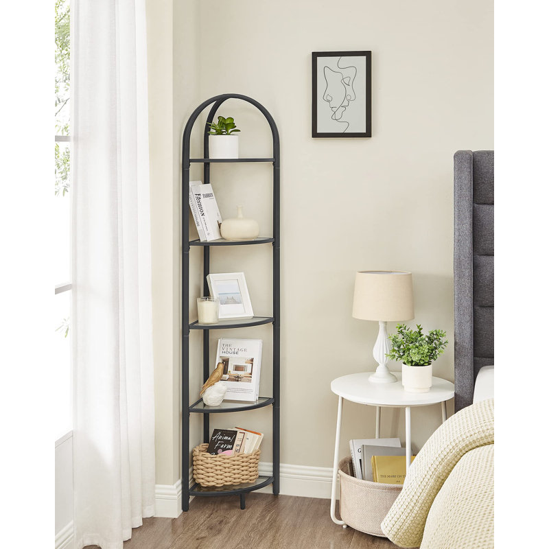 Bibliothèque d'angle en acier inoxydable H 62 "x l 11" Lailamarie, Noir
