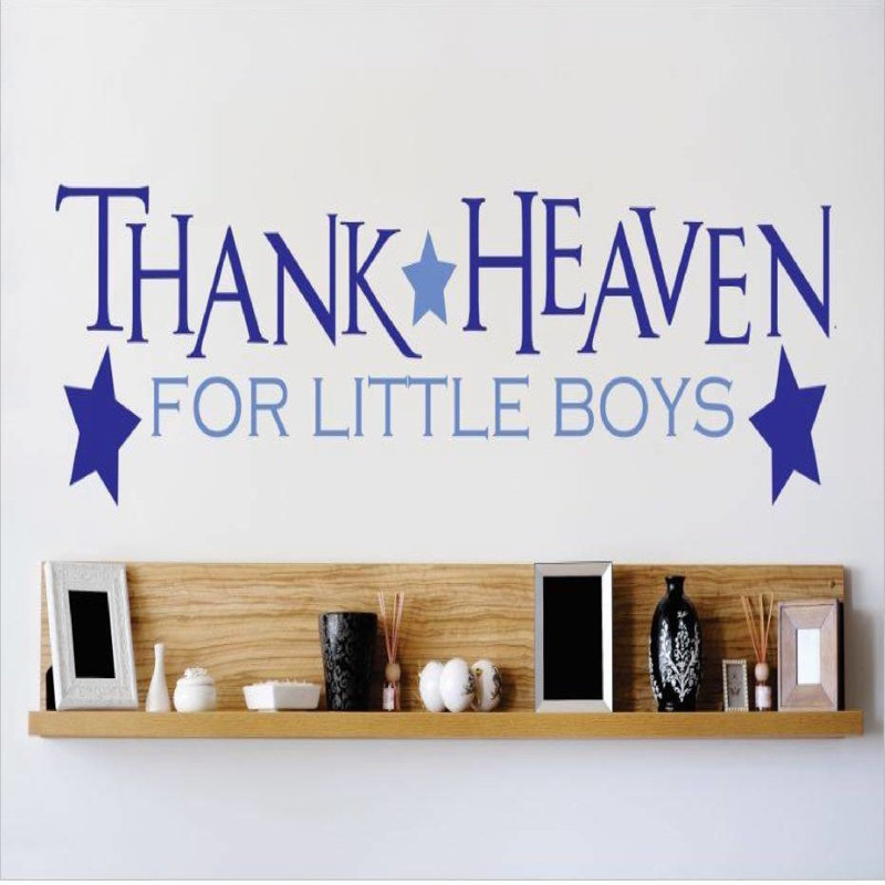 Décalcomanie murale merci pour les petits garçons, H 8 po x l 30 po x P 0,16 po, Bleu