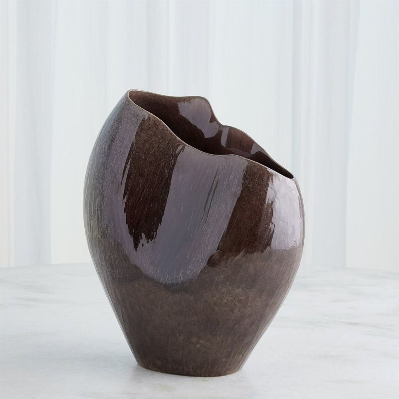 Horn Handmade Ceramic Table Vase, 15.5" H x 13.5" W x 7.25" D