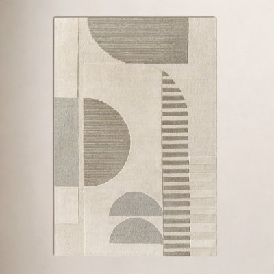 Hand-Woven Geometric Cream Rug