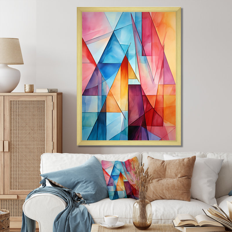 «Glam Orange Beige Collage I», reproduction d'art sur toile, H 20 po x l 12 po x P 1 po, Cadre photo doré