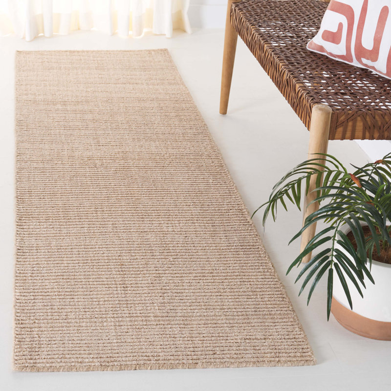 Brierly Hand Loomed Wool/Cotton Striped Rug in Beige, Runner 2'3" x 8'