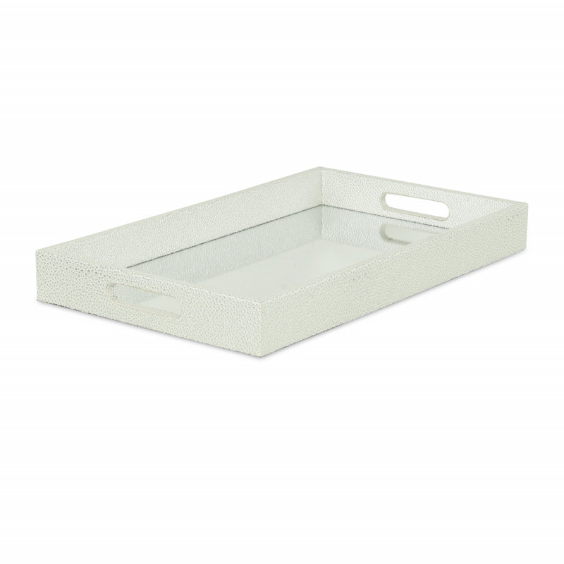 Aimable Decorative Tray, 2" x 15.75" x 9.5", White Silver