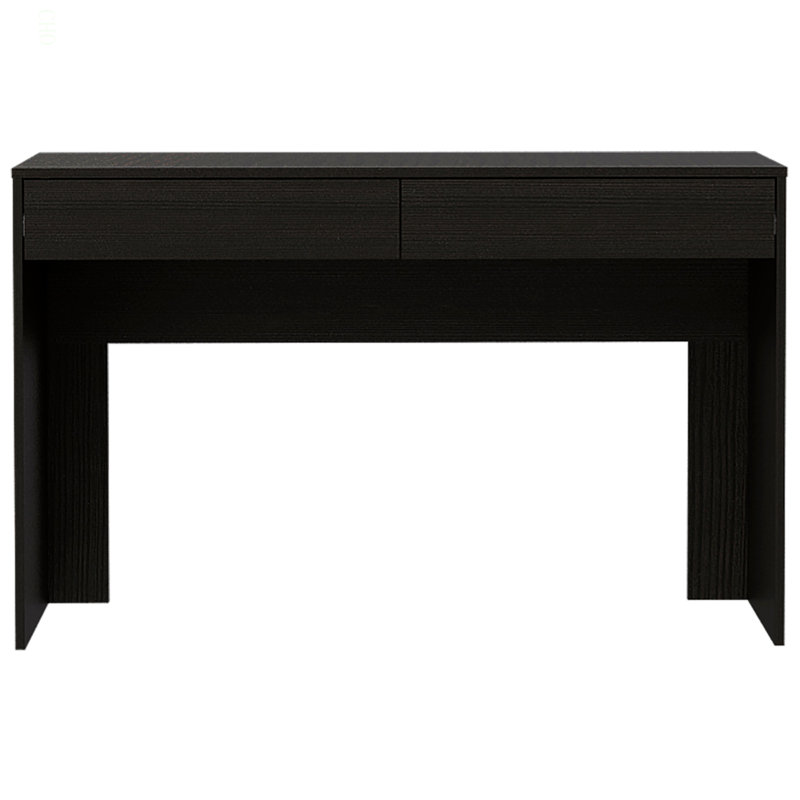 Bureau d'ordinateur avec deux tiroirs d'écriture, Noir