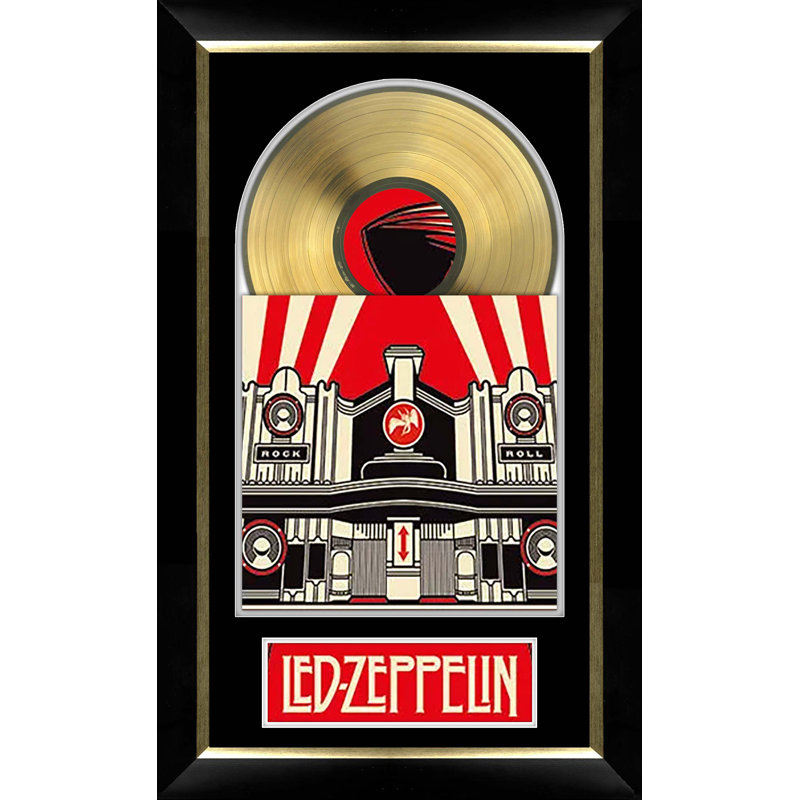 Housse pour musique Led Led Zeppelin encadrée de vinyle doré