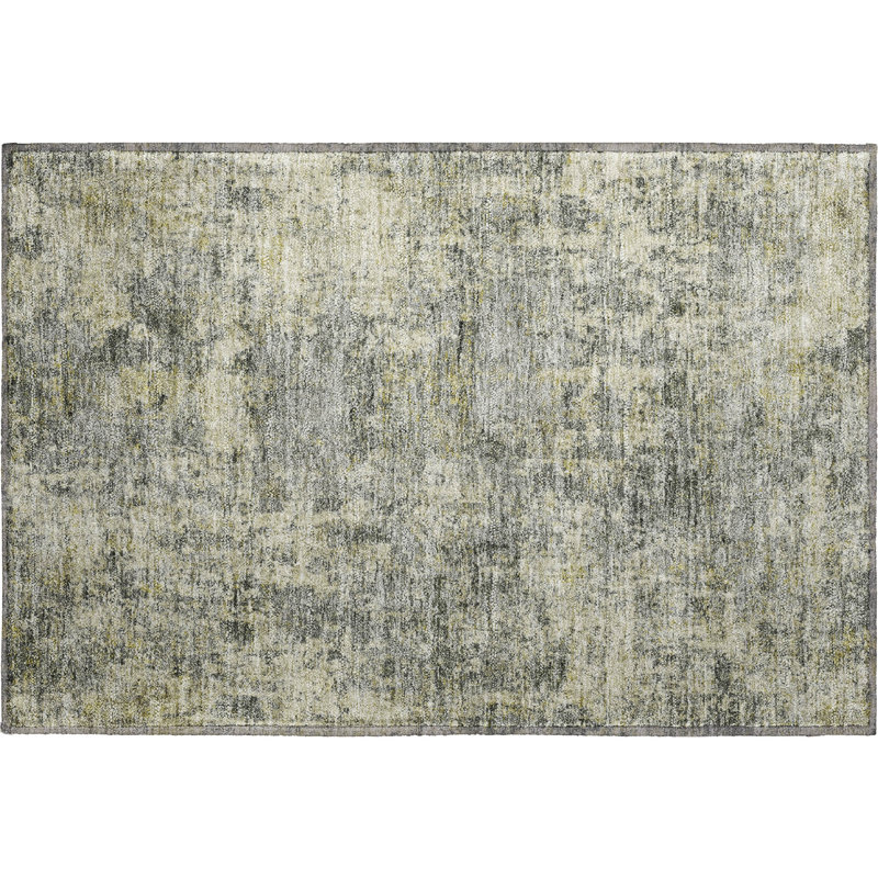 Premium Machine Washable Mayfield AMF2061 Abstract Rug, 1'8" x 2'6", Pewter