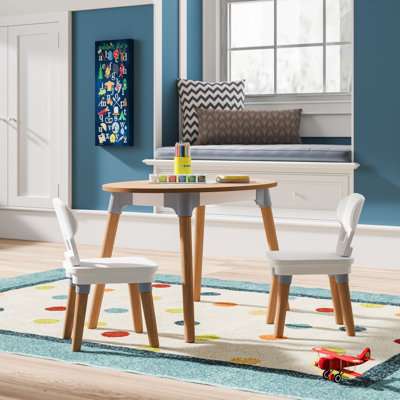 Mid Century Kids 3 Piece Oval Play Or Activity Table and Chair Set