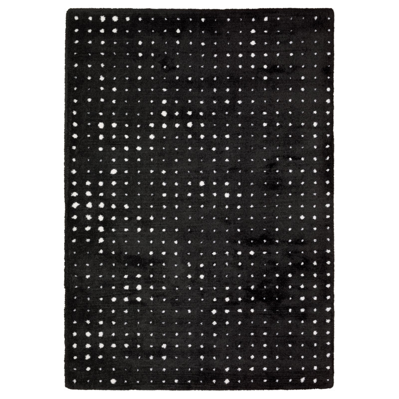 Tapis noir / ivoire à pois géométriques Delfine, Tapis de couloir 2 pi 3 po x 7 pi 7 po