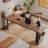 Brown L-Shaped Solid Wood + Iron desk-108066728-108066733