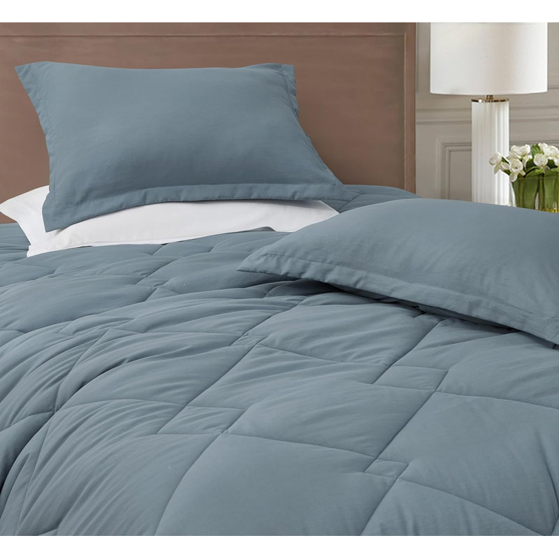 King Dusty Blue Reversible Microfiber Comforter Set