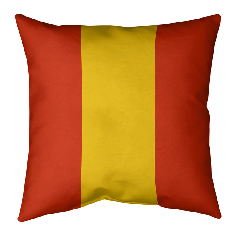 Coussin décoratif rayé - Inspiré de Calgary, aspect hockey moderne, 26 po x 26 po, Rouge / Jaune