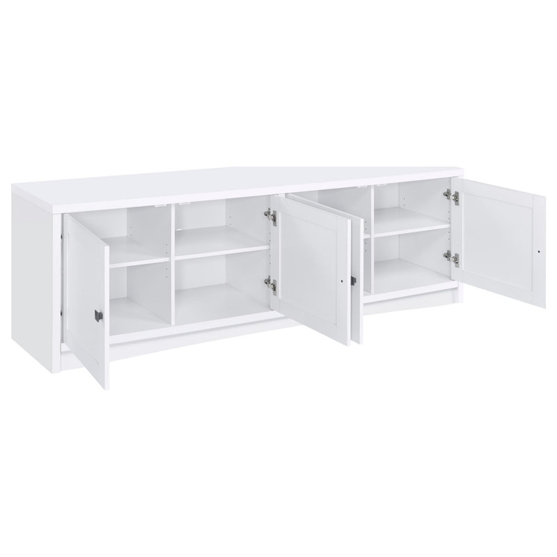 4-door Engineered Wood 78-inch TV Stand, White, 2 Media Towers Included