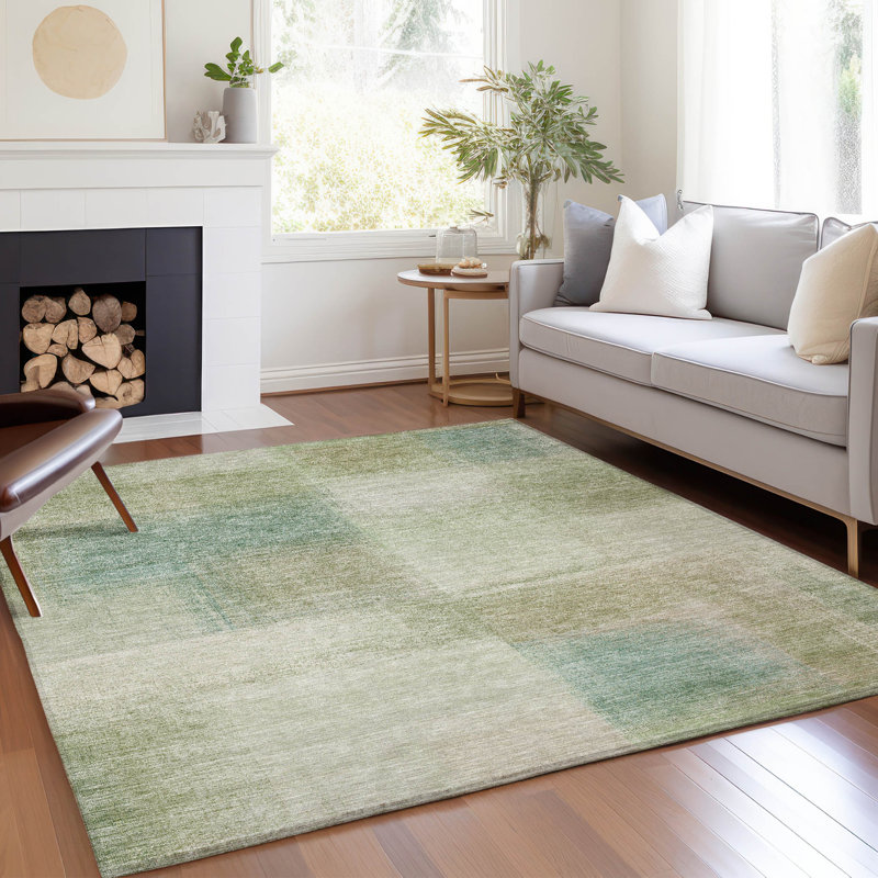 Neysa Washable Abstract Indoor / Outdoor Rug, Rectangle 3' x 5'