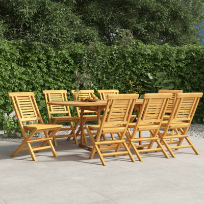 Hildburg Solid Wood Patio Folding Chair Set of 8