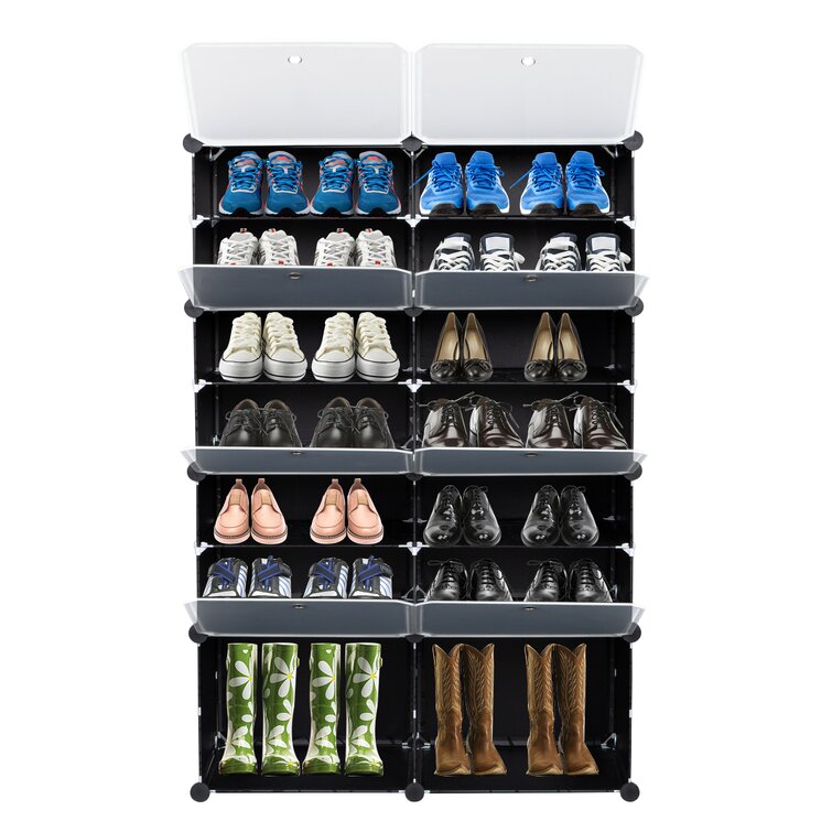 9 Tiers Shoe Rack, 28-32 Pairs Large Separable Shoe Organzier 9-Tier +5-Tier  Metal Boot Shelf with Side Hooks Shoe Tower Space Saving Shoe Storage  Cabinet for Entryway Room Organization – Built to