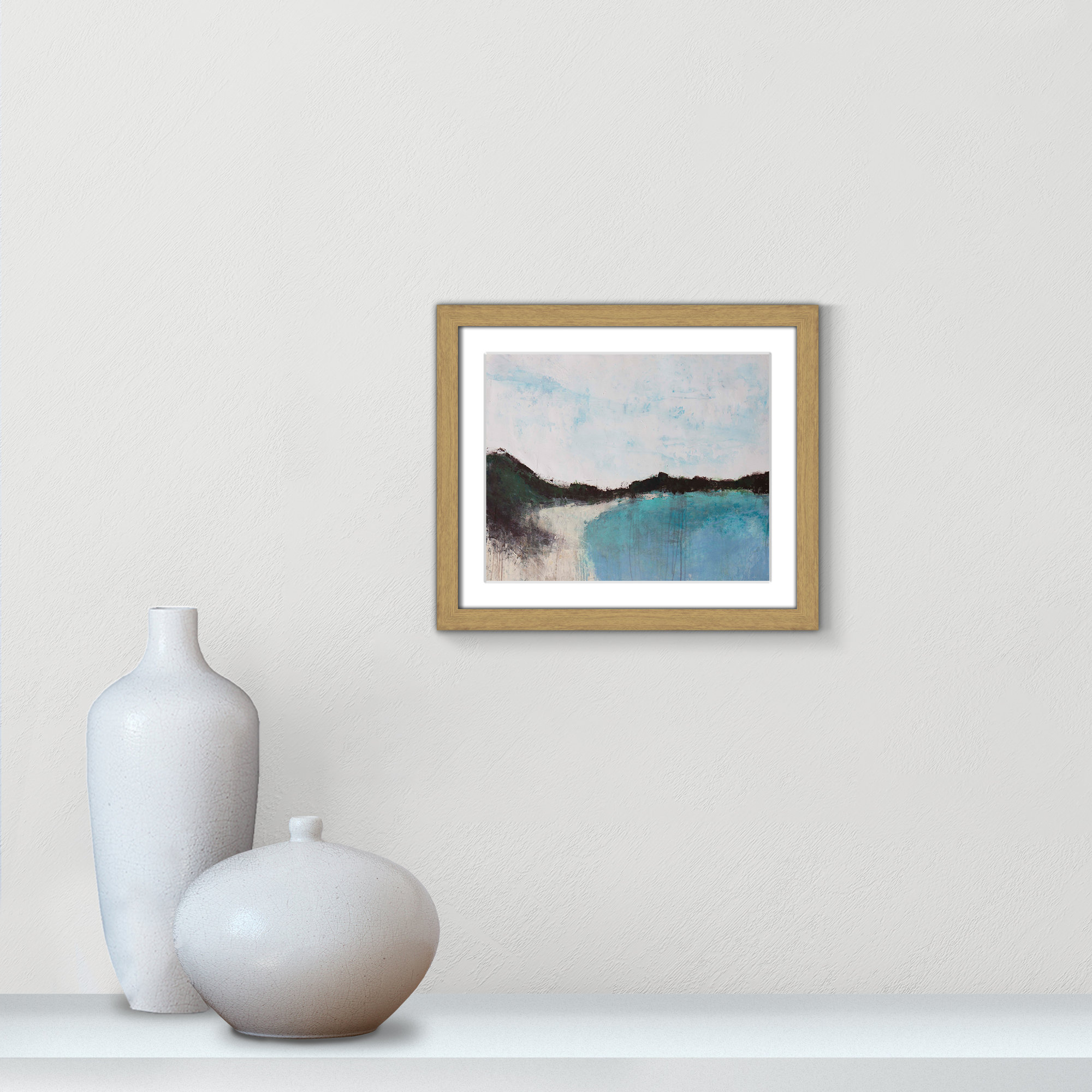 Mountainside Lakeview III by Filippo Ioco - Print, Natural Framed, 13" H x 15" W x 0.75" D