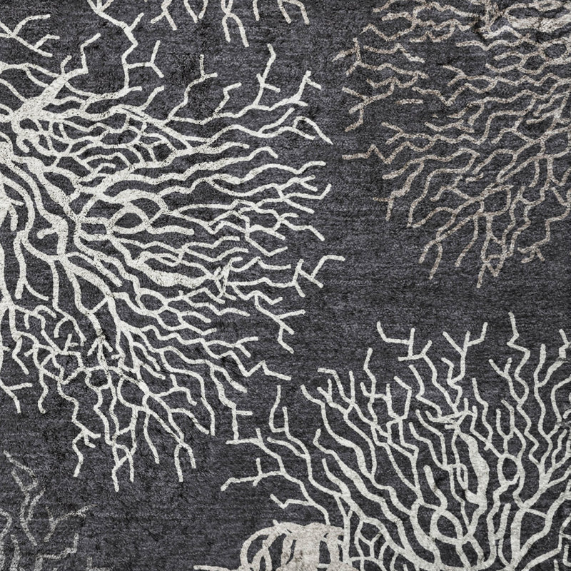 Premium Machine Washable Dream Shag ADS182 Coral Rug, 2'3" x 7'6" Runner, Midnight