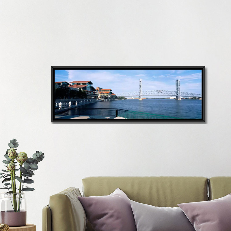 Pont panoramique sur un river, main street, st. johns river, jacksonville, floride, reproduction de photo sur toile