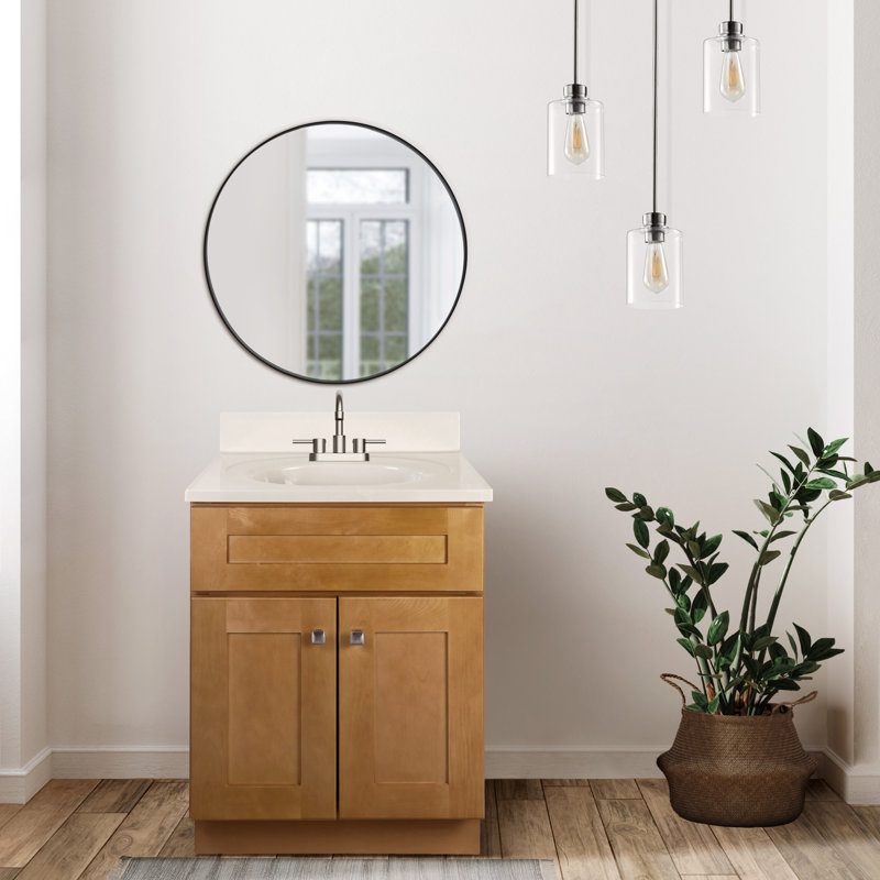Meuble-lavabo de 25 po avec plateau Aristodema Brookings, prêt à assembler, Brun