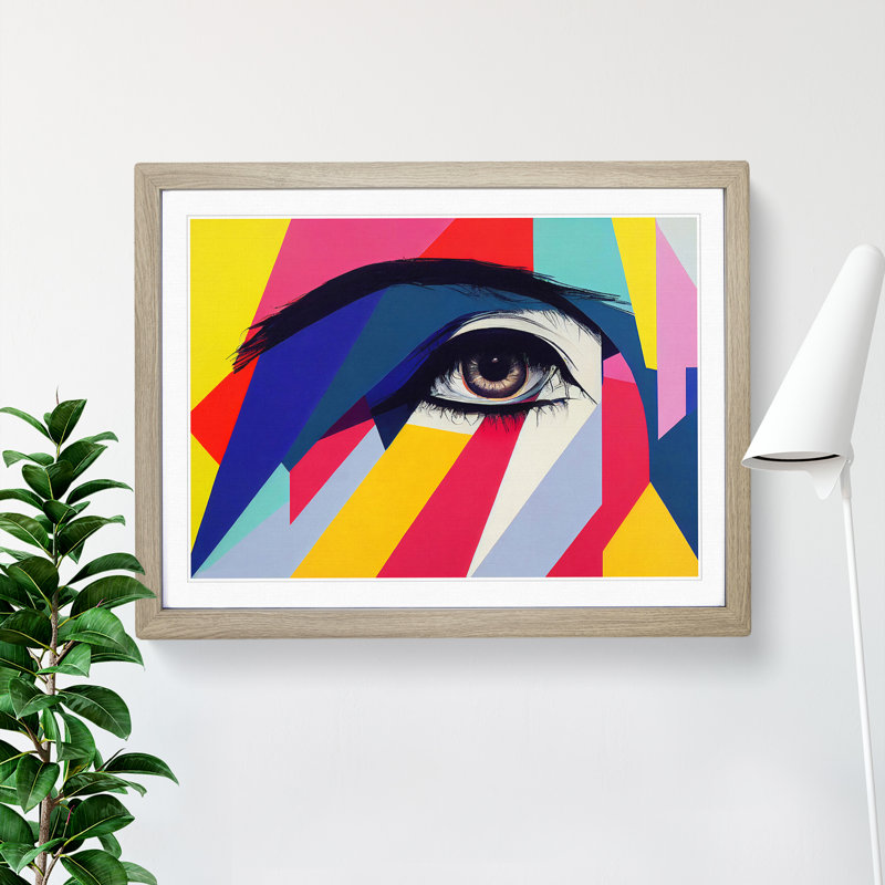 Colourful Abstract Eye Vol.1 - Framed Print, 25cm H x 34cm W x 2cm D, Oak