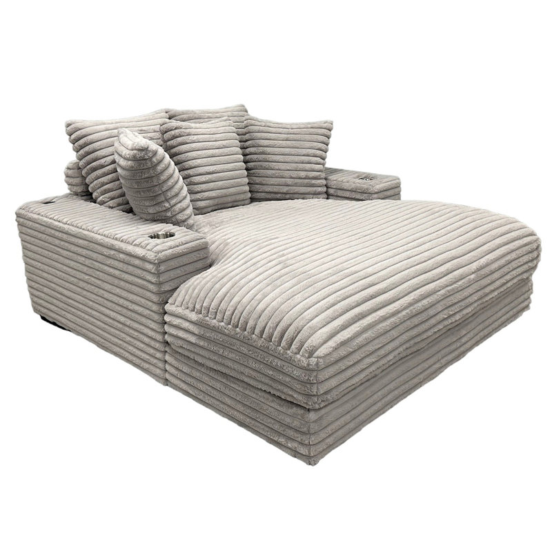 Très grand canapé-lit Cuddler avec porte-gobelet et port USB, Gris