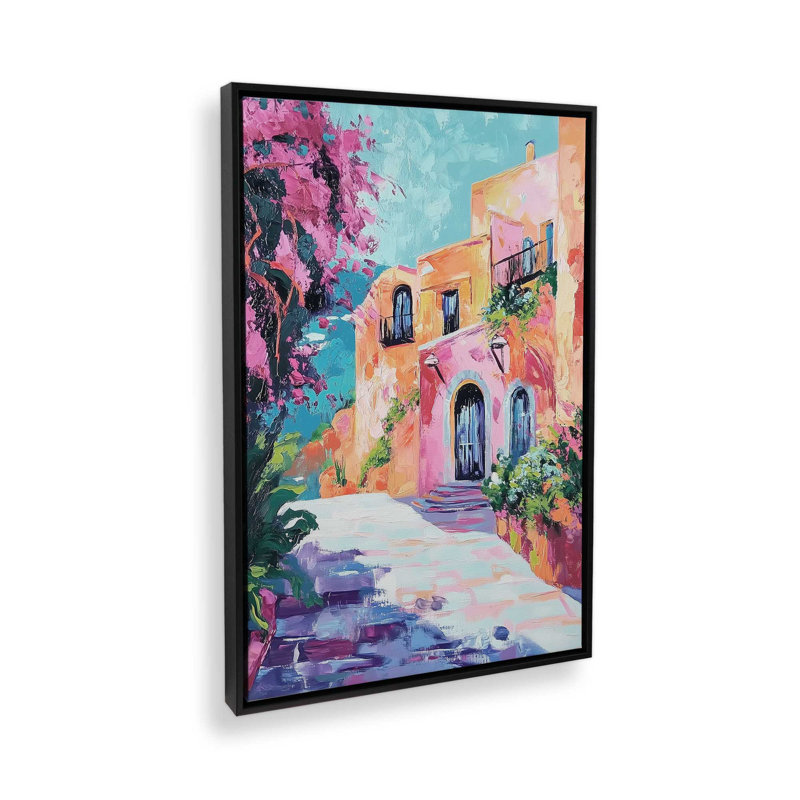 Méditerranée, rue I, H 19 po x l 13 po, Cadre flottant, Noir satiné