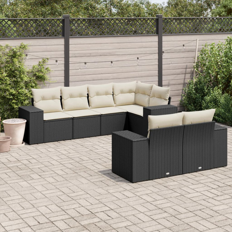 Ensemble de canapé de jardin en polyester thermolaqué en rotin PE 100% polyester Vidaxl