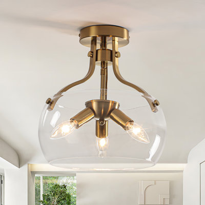 Plafonnier semi-encastré cylindrique en verre 3 lumières