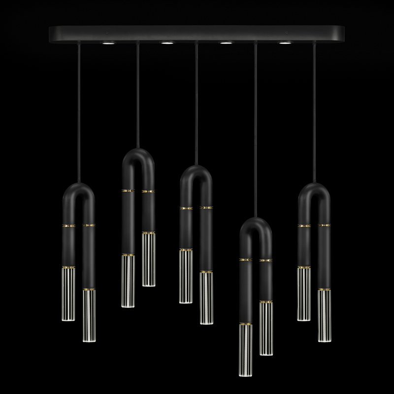 Antonia 14 - Light LED Pendant, Black/Brass