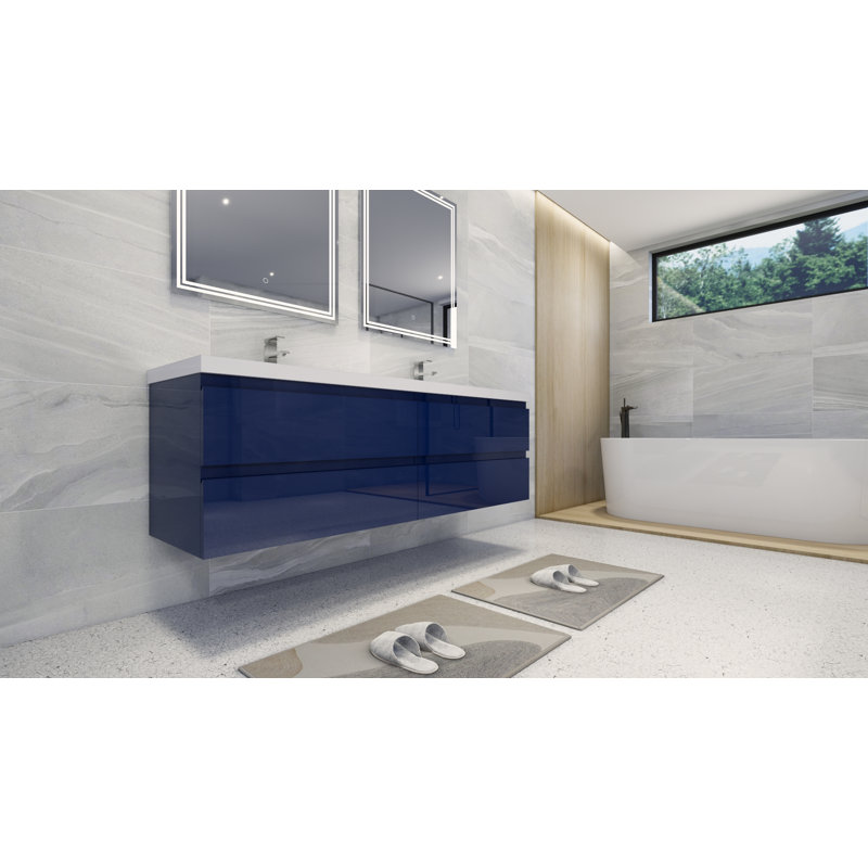 Drason Double Bathroom Vanity with Acrylic Top, Night Blue