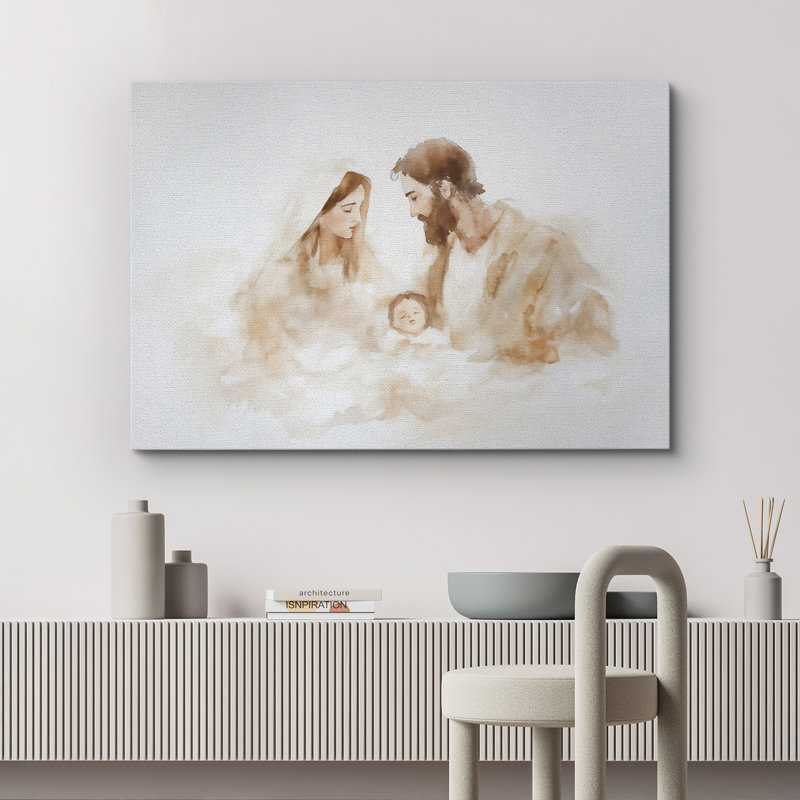 "Sainte famille", reproduction d'art sur toile, art mural minimaliste, H 12 po x l 18 po, Toile tendue, Ne s’applique pas