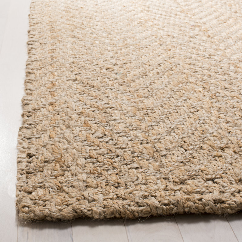 Tapis de couleur unie en jute tissé à la main en fibre naturelle Station, Rectangle 2 pi 3 po x 4 pi