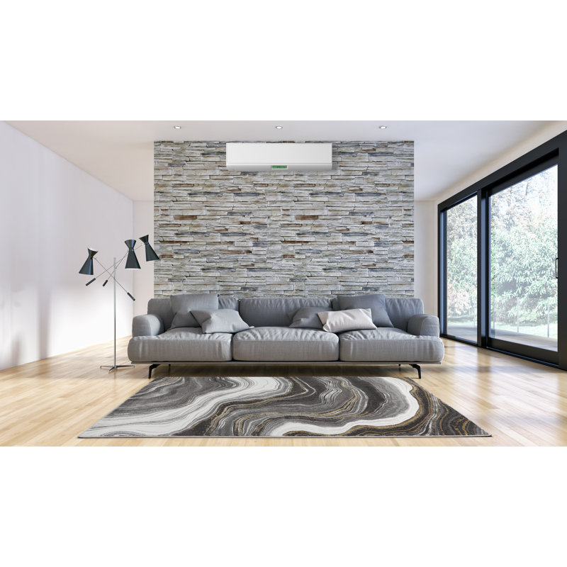 Tapis doré / gris Esquivel, Rectangle 7 pi 10 po x 10 pi