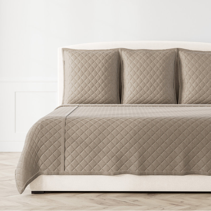 Baby Basket Quilted Coverlet Set, King Coverlet + 3 Euro Shams, Bronze