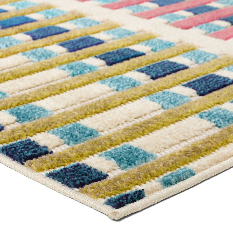 Lindsey Geometric White Area Rug, Rectangle 7'6" x 9'6"