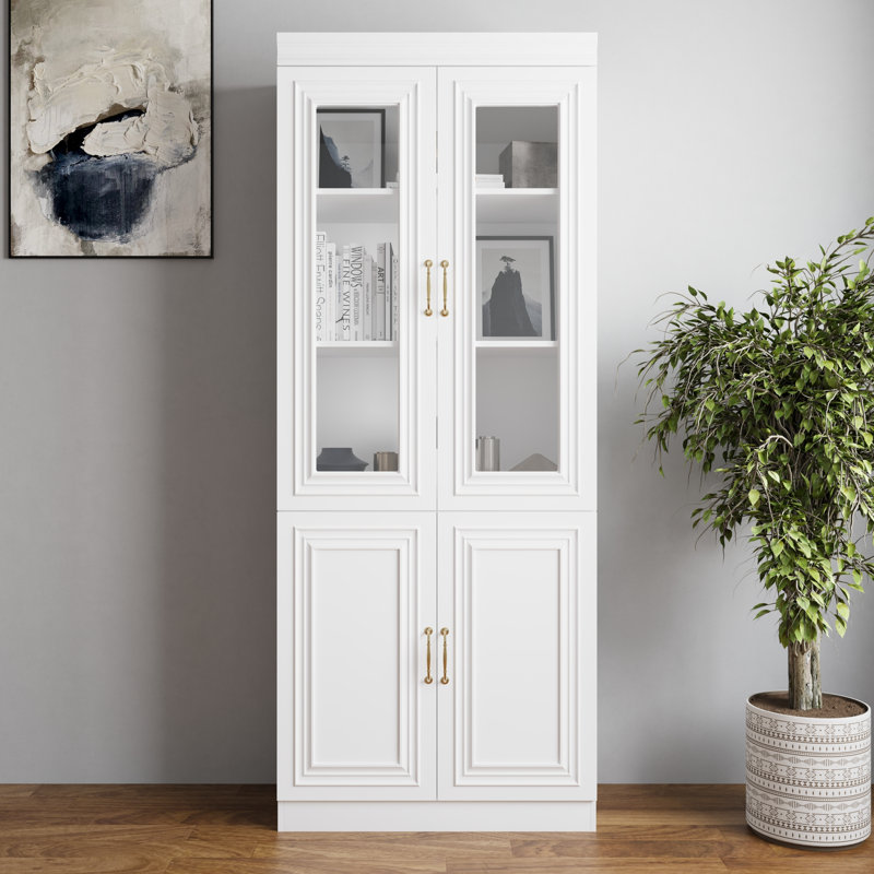 Bibliothèque avec portes vitrées, Blanc