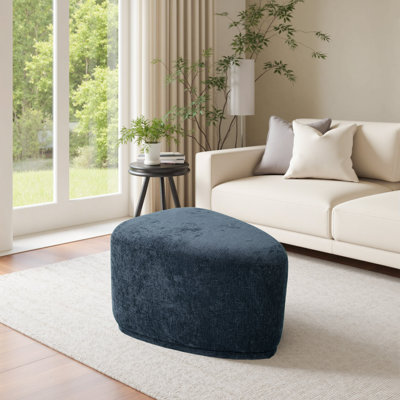 Caras Upholstered Navy Triangular Compression Ottoman No Assembly Required