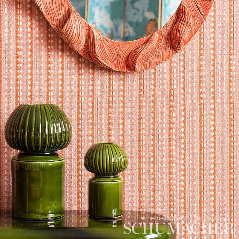 Tarnby Stripe Fabric, Red/ Pink/ Orange