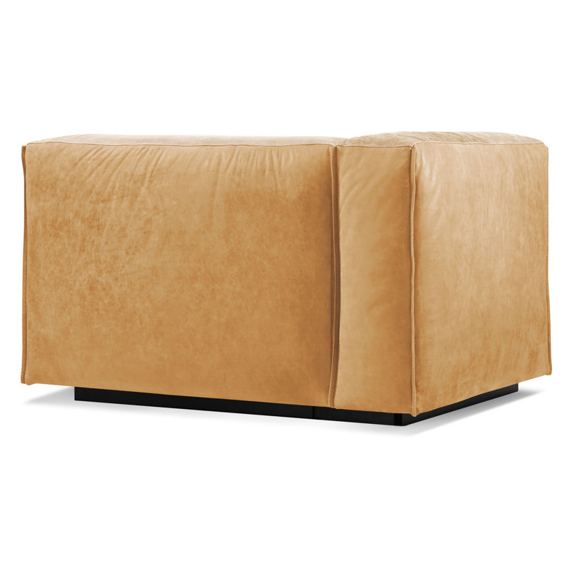 Cleon Chaise Lounge, Left Hand Facing, Camel Genuine Leather