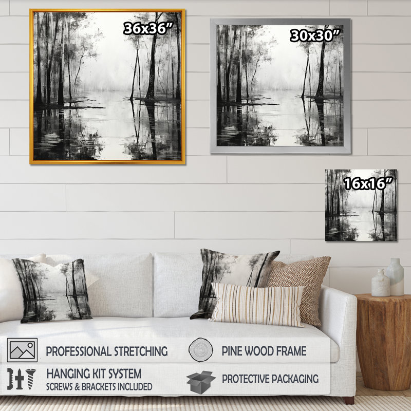 Enchanted Foggy Woods River, Toile tendue, H 30 po x l 30 po x P 1 po
