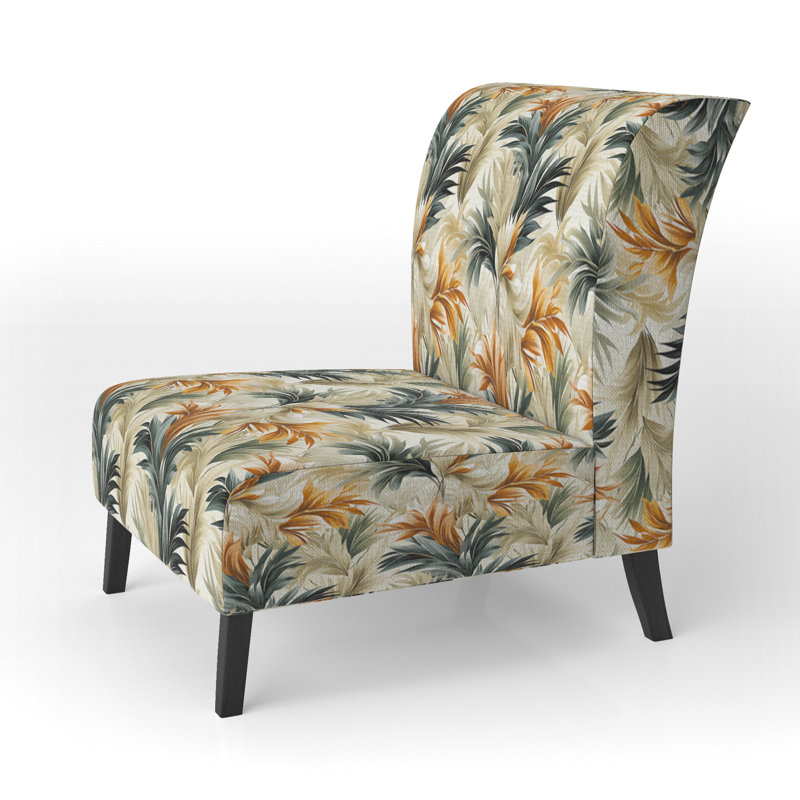 Fauteuil de chambre rembourré C, Éléments naturels motif tropical
