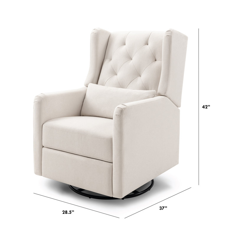 Cream Eco-Weave Swivel Recliner with Tufted Back
