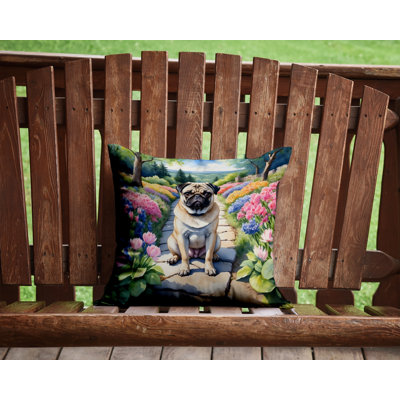 Pug Spring Path Throw Pillow