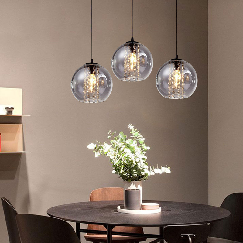 Lustre suspendu moderne en cristal 3 lumières