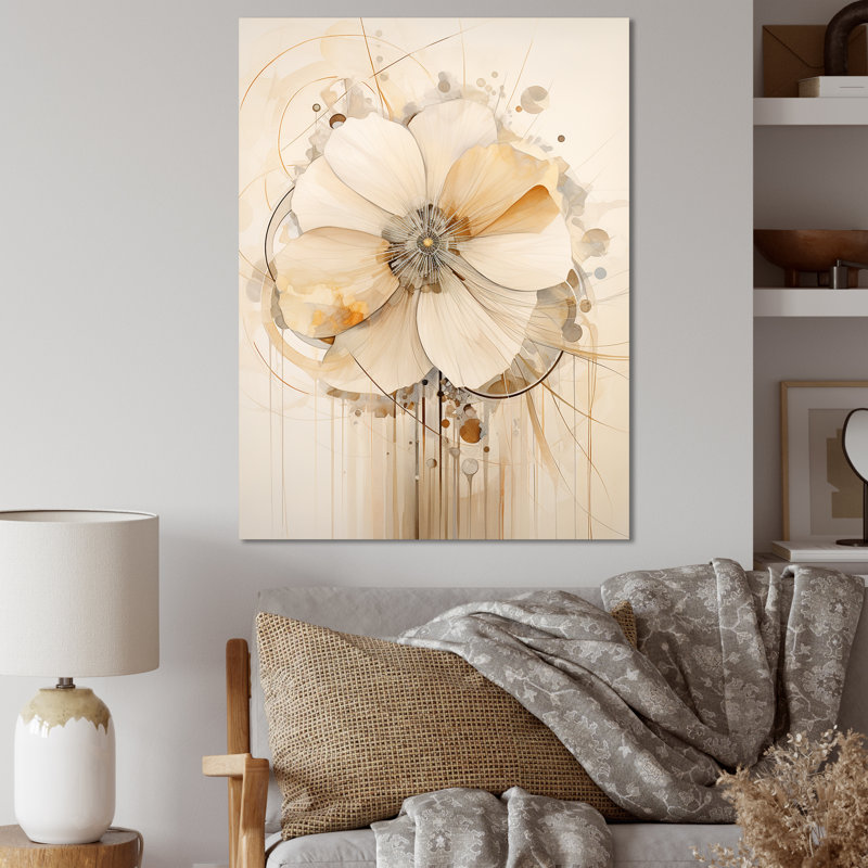 Luxurious Beige Morning Glory Flower Canvas Print, 32" x 16"