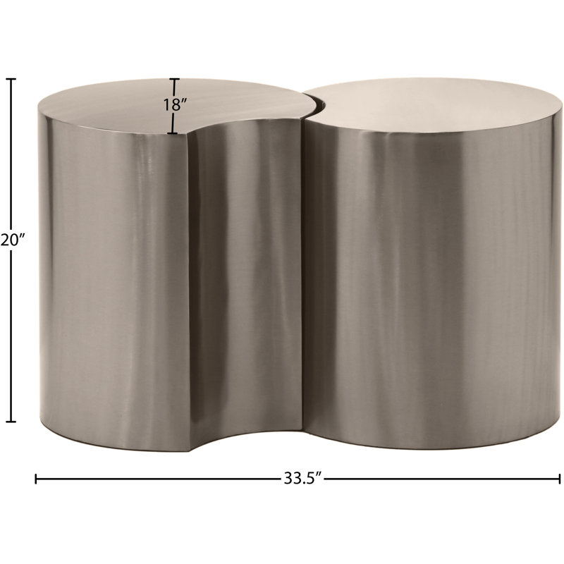 Ismah Iron Top End Table Set, 20" H x 33.5" W x 18" D, Silver