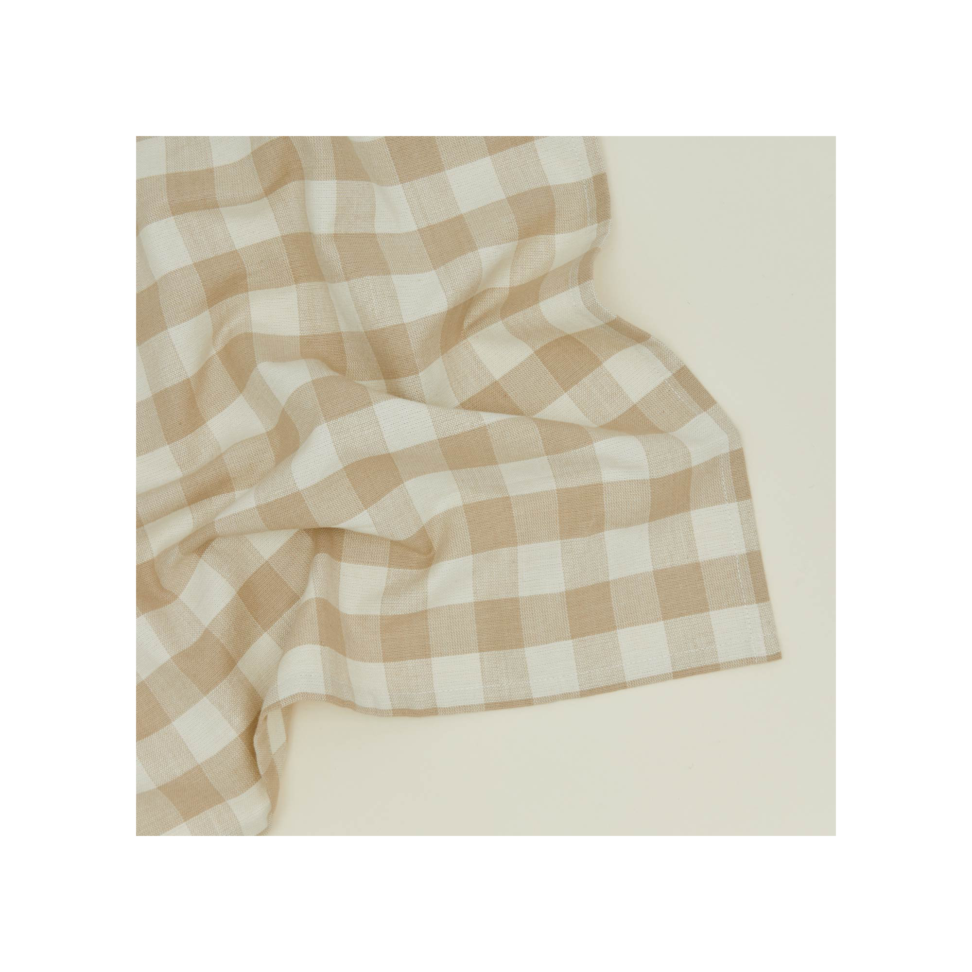 Essential Gingham Dinner Napkins, Ivory/Flax