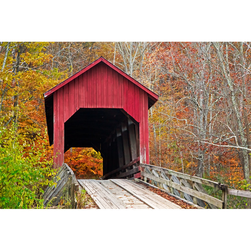 Blossom Covered Bridge by Kenneth_Keifer - Wrapped Canvas Print, 30cm H x 46cm W