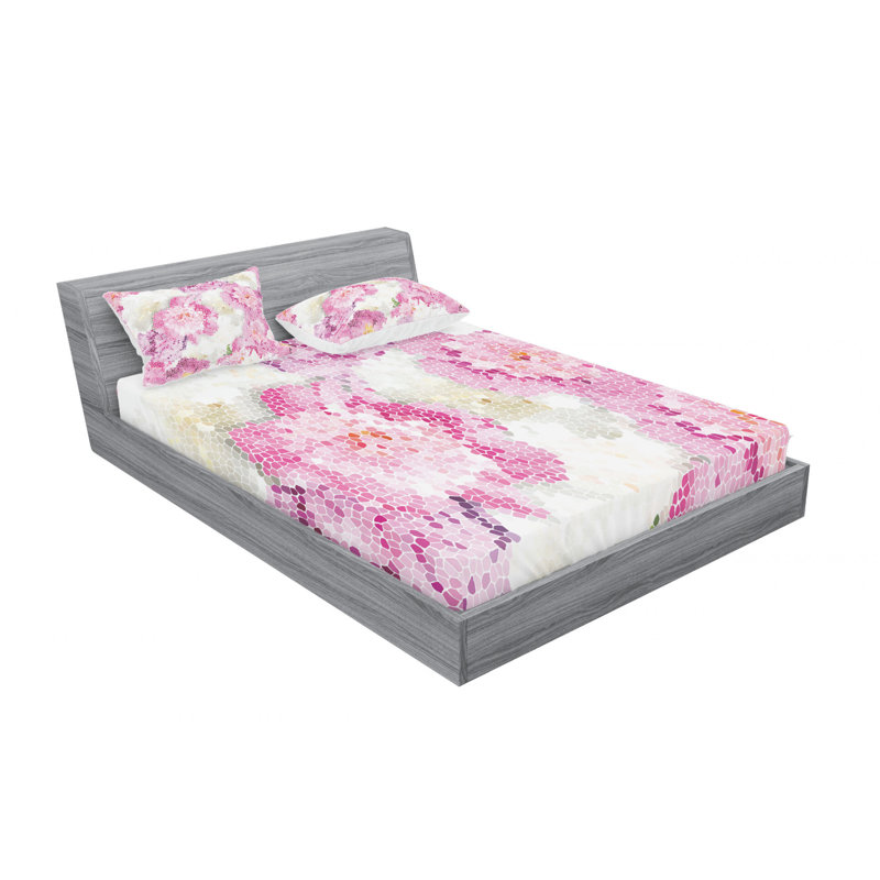 Microfiber Floral Sheet Set, Queen Sheet Set with Fitted Sheet